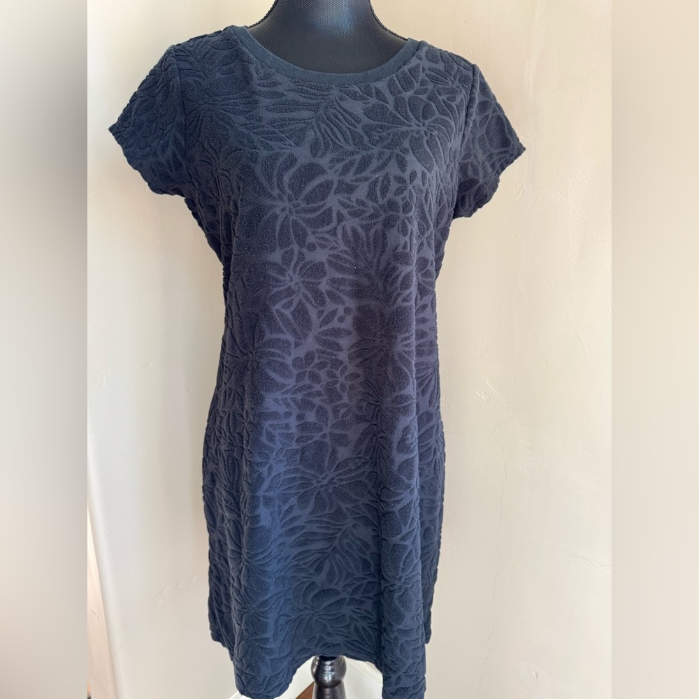Lands' End Black Floral Embossed Swimsuit Cover-Up/Dress Women’s Size Small(6-8)